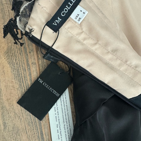 NWT-MGNY Soft Satin Evening Gown with Lace and Beaded Appliques - Picture 15 of 16